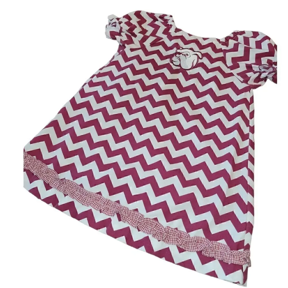 Girl's Mississippi State Football Bulldog Bully Mascot Dress Maroon White 2